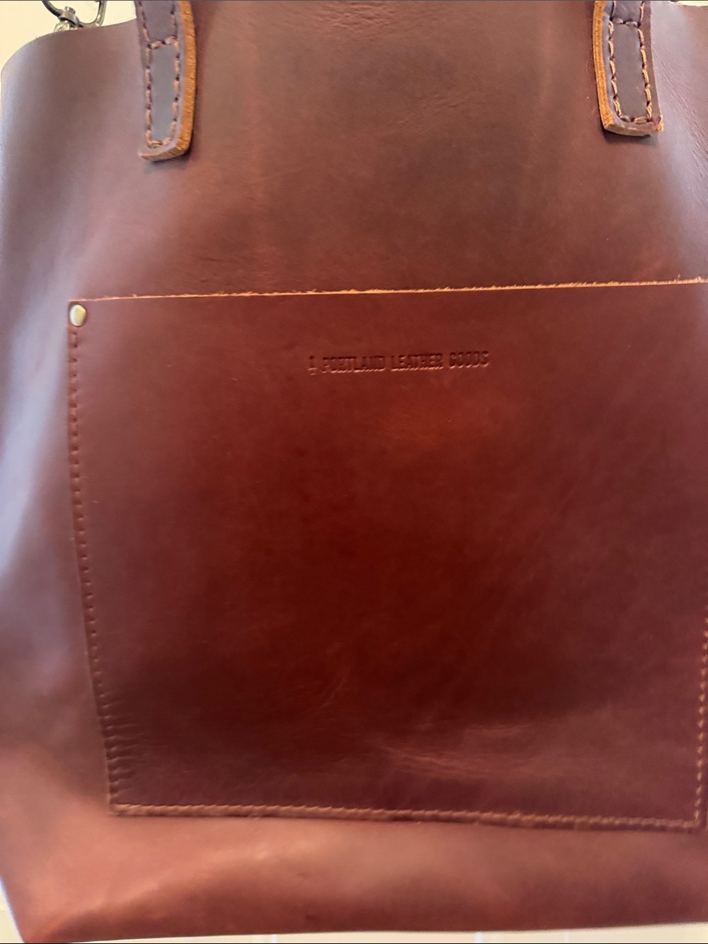 Portland Leather Goods Tote Bag in Dark Brown crossbody or use shoulder straps - Picture 4 of 14